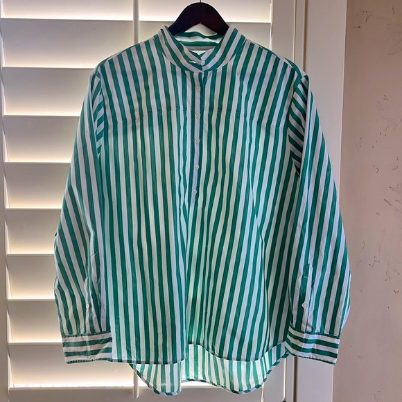 J.Crew Band-collar Popover Tunic in Green Bold Stripe 18 - Picture 2 of 7